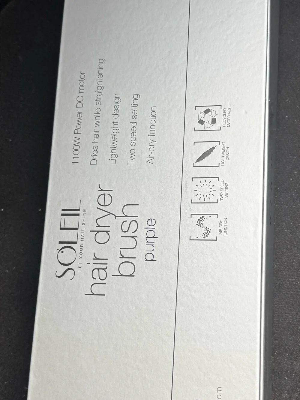 Soleil Purple Heated Straightening Brush — Smooth & Shine Hair Styler NEVER USED